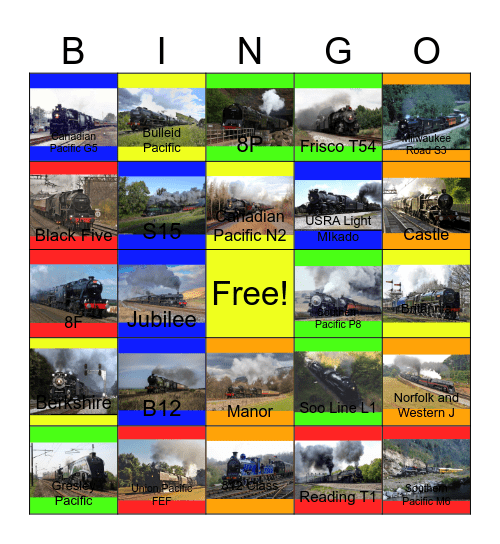 Steam Doubleheaders, Past, Present and Preservation Bingo Card