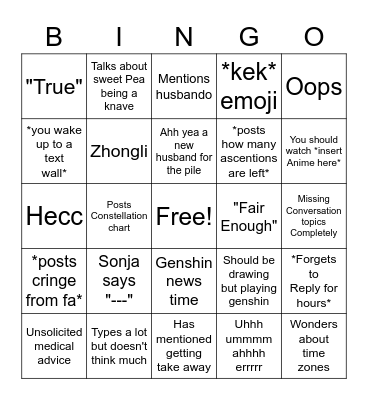 Klat bingo card Bingo Card