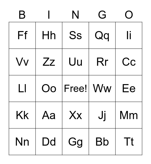 Phonics Bingo Card