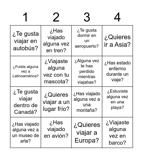 Viaje-Bingo! Bingo Card