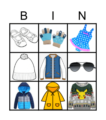 Clothes Bingo Card