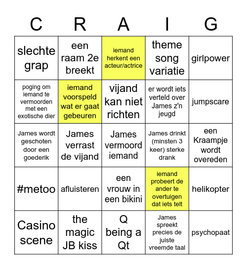 James bond bingo (nl) 3e Bingo Card