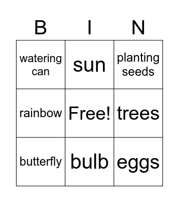 Spring Bingo Card