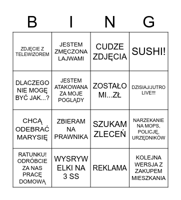 Między live Bingo Card