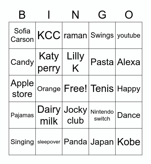 Vandita Bingo Card