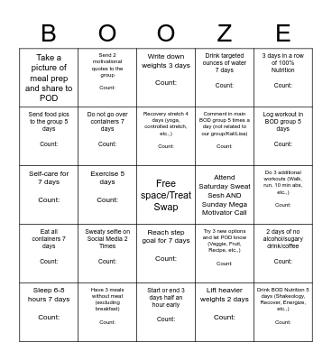 The Boozie Bunch! Bingo Card