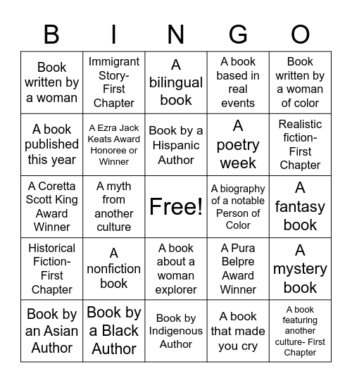 Diverse Reads Bingo Card