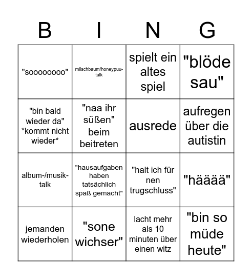 Basti Bingo Card