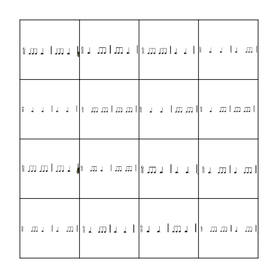 6/8 Rhythm Bingo Card