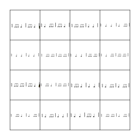 6/8 Rhythm Bingo Card