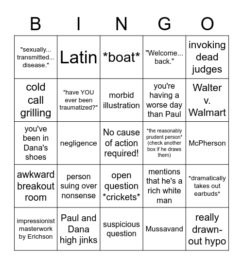 The Tort of Bingo Card