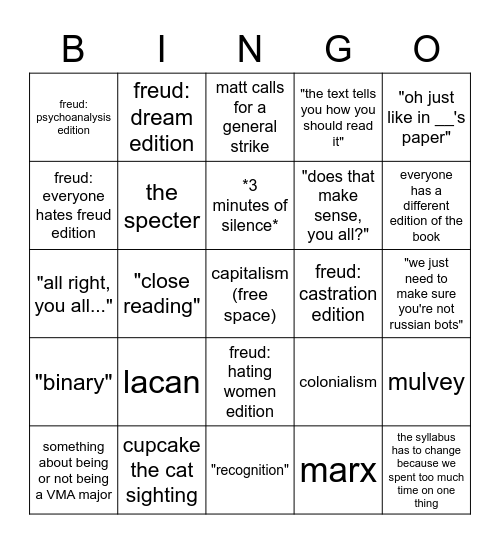 honors bingo Card