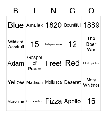 Trivia Bingo Card
