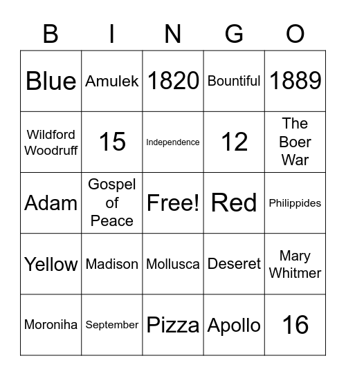 Trivia Bingo Card