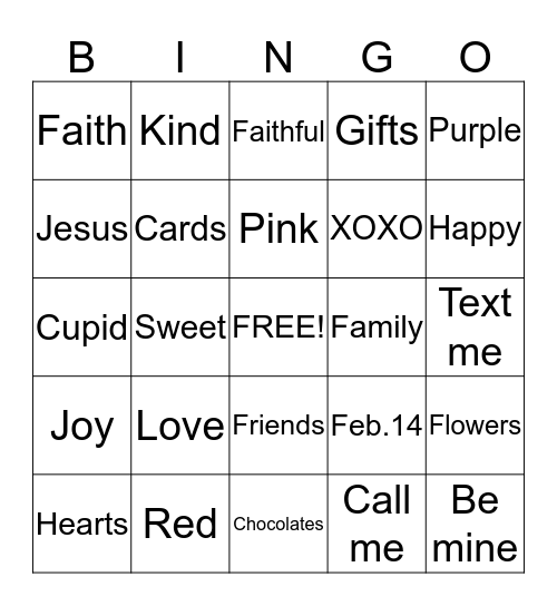 A-3 Valentine Party  Bingo Card
