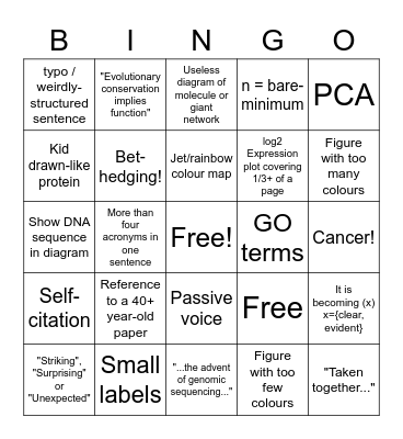 Any recent paper Bingo Card