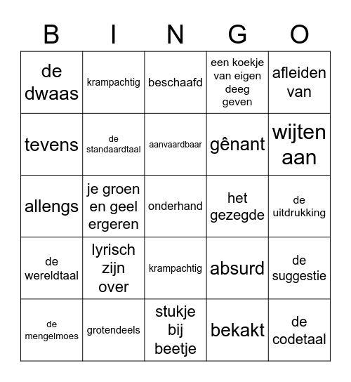 Thema 6 groep 7 Taalactief Bingo Card