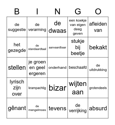 Thema 6 groep 7 Taalactief Bingo Card