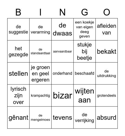 Thema 6 groep 7 Taalactief Bingo Card