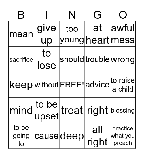 Bingo for my dear Milada Bingo Card