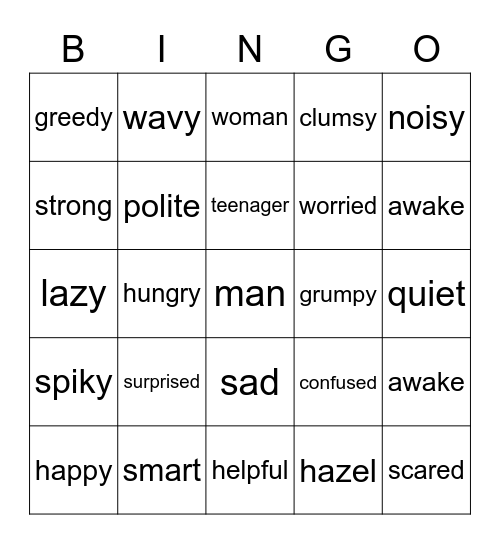 PEOPLE Bingo Card