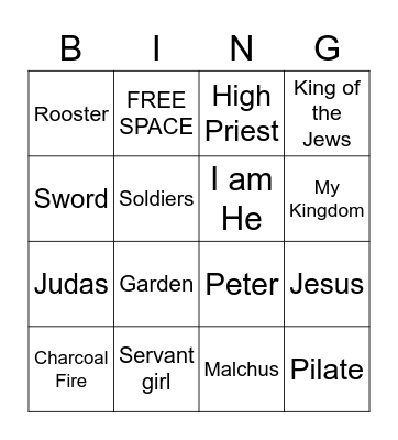 Jesus is Betrayed Bingo Card