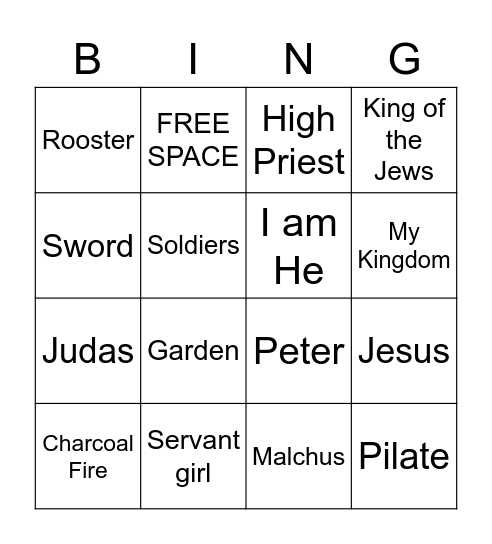 Jesus is Betrayed Bingo Card