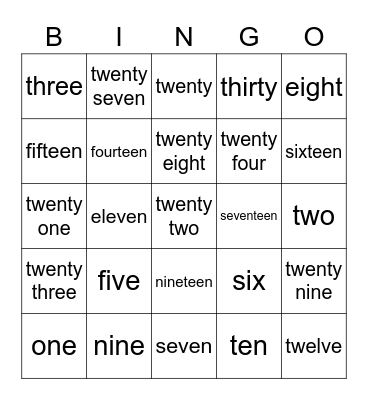 Number Bingo Card