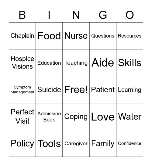 Policy Bingo Card