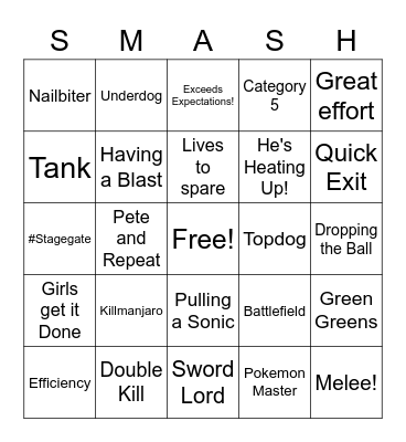 Smash Bingo S8B1 Bingo Card