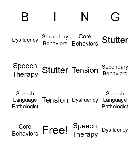 Bumpy Speech Bingo Card