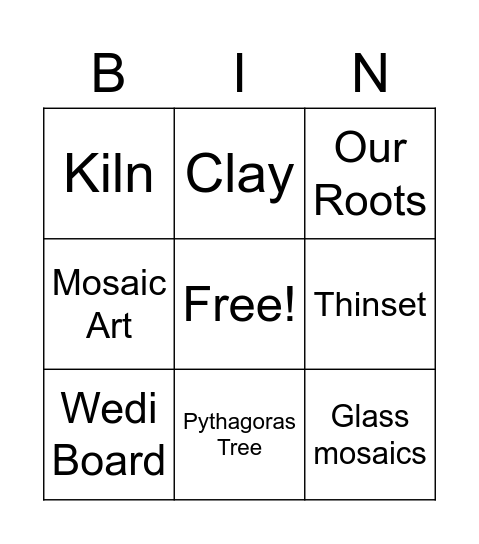 Mosaic Art Bingo Card