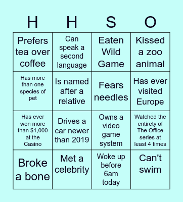 Team Building Bingo Card