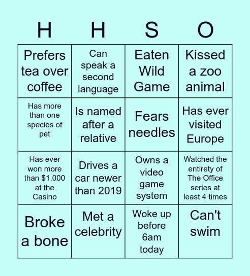 Team Building Bingo Card