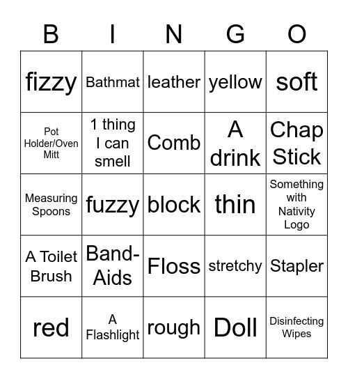 Home Scavenger Bingo Card