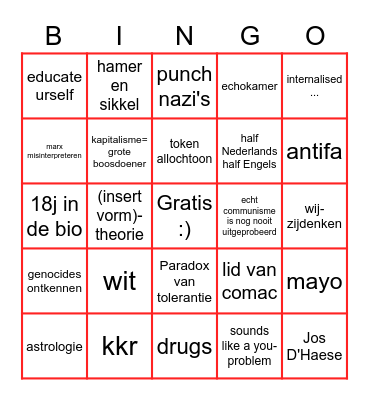 Rode Driehoek Bingo Card