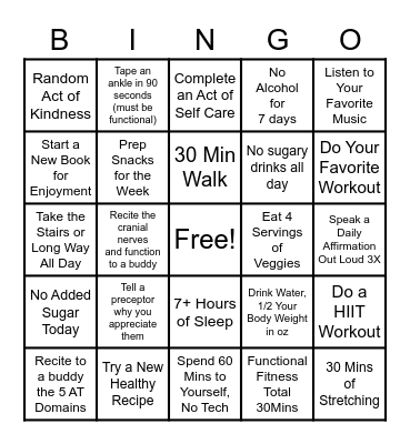 WSU Athletic Training BINGO Card
