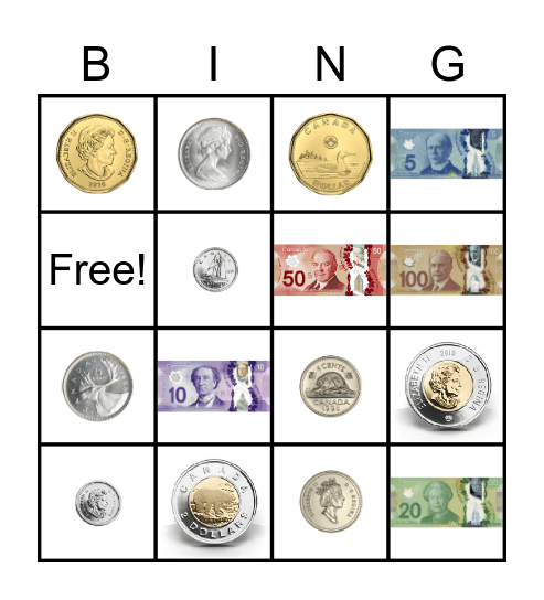 Money Bingo ( Coin image) Bingo Card