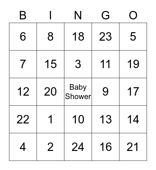 Mommy to Be! Bingo Card