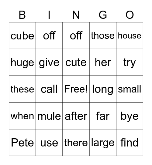 Untitled Bingo Card