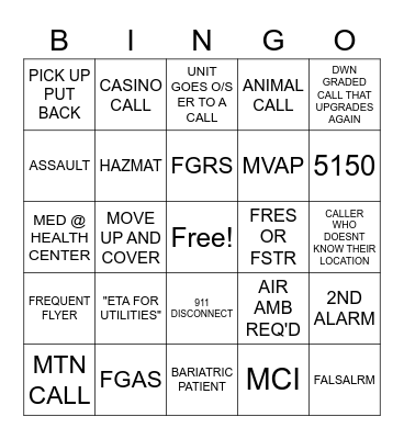 DISPATCHER BINGO Card