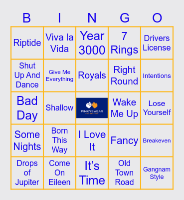Suffolk PSP Music Bingo Card