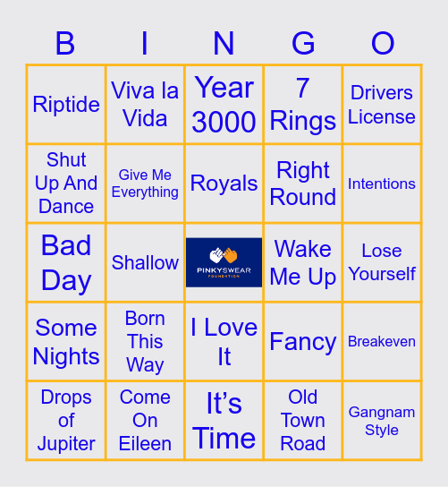 Suffolk PSP Music Bingo Card