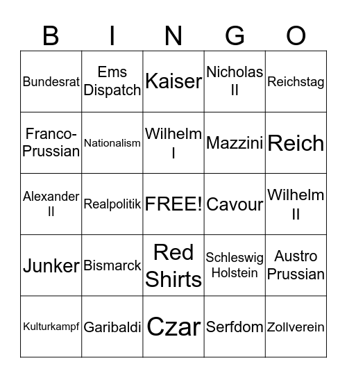 Unification - Copy Bingo Card