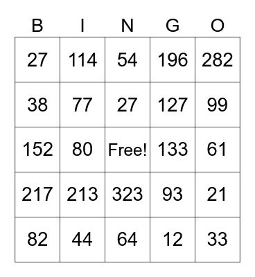 GROUP 1: LONG DIVISION BINGO Card