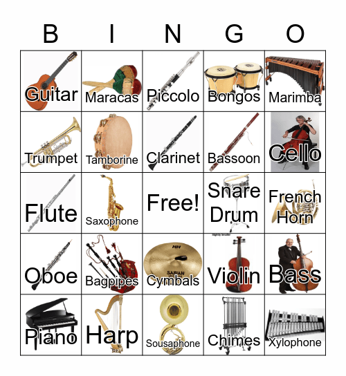 Instrument Bingo Card