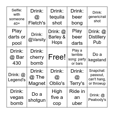 JP's 2021 Spring Crawl Bingo Card
