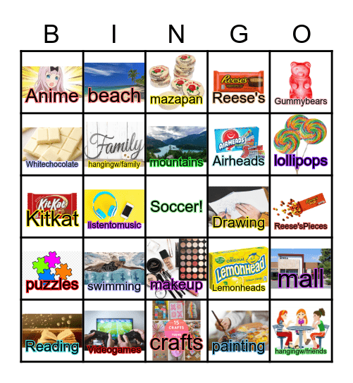 AYSO 14U Girls BINGO Card