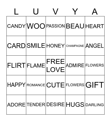 Happy Valentine's Day Bingo Card