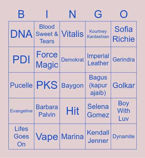 JINI BING BING Bingo Card